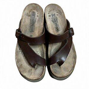 MEPHISTO Helen Sandals Dark Brown‎ Leather Women Size 38